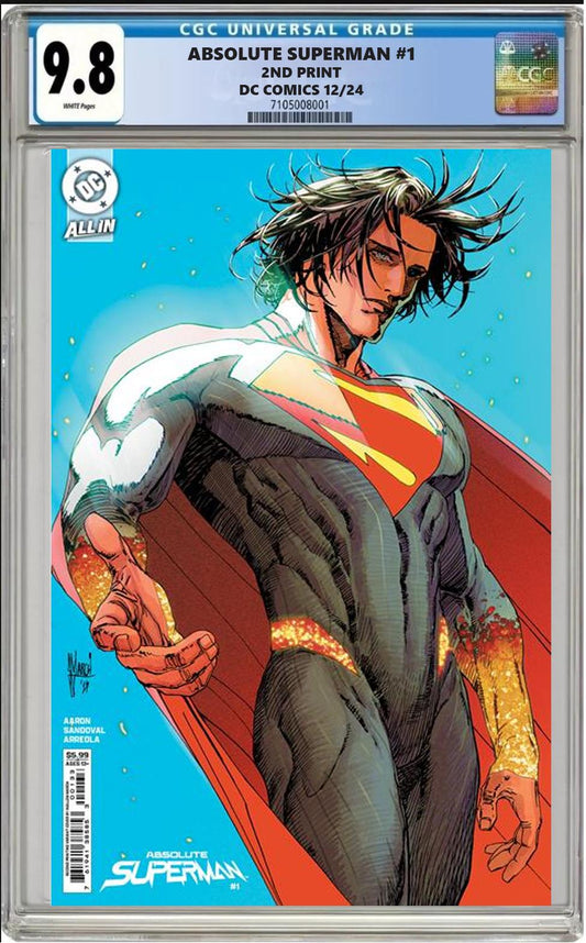 ABSOLUTE SUPERMAN #1 2ND PRINT DC GUILLEM MARCH VARIANT CGC 9.8 NM PRESALE 12/18