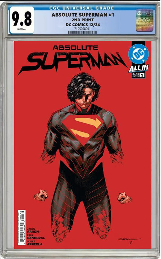 ABSOLUTE SUPERMAN #1 2ND PRINT DC CVR A MAIN RAFA SANDOVAL CGC 9.8 PRESALE 12/18