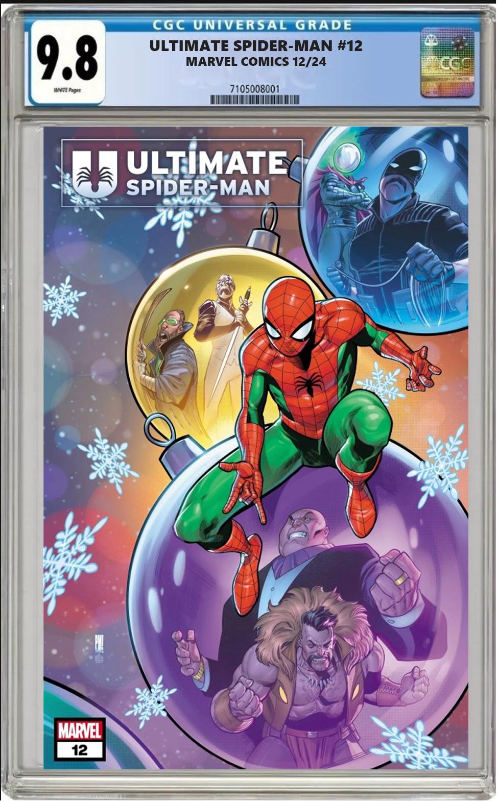 ULTIMATE SPIDER-MAN #12 MARVEL PACO MEDINA HOLIDAY VARIANT CGC 9.8 PRESALE 12/18