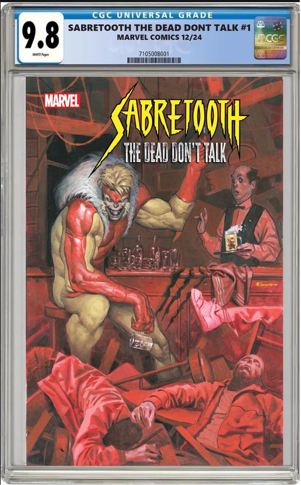 SABRETOOTH THE DEAD DONT TALK #1 MARVEL DE TOMMASO VARIANT CGC 9.8 PRESALE 12/26