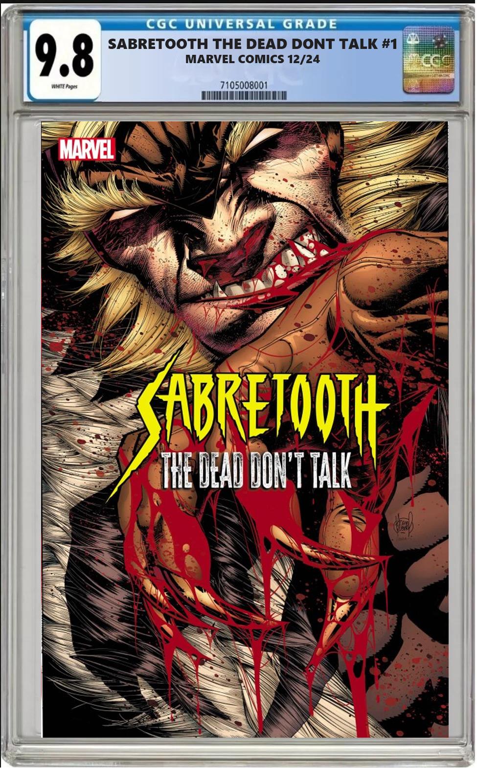 SABRETOOTH THE DEAD DONT TALK #1 MARVEL MAIN ADAM KUBERT CGC 9.8 PRESALE 12/26