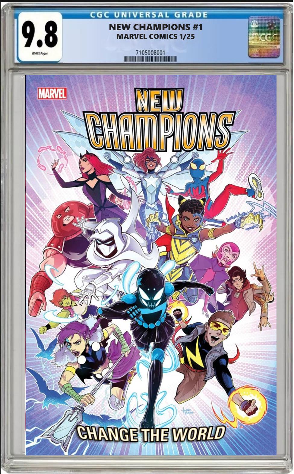 NEW CHAMPIONS #1 MARVEL LUCIANO VECCHIO VARIANT CGC 9.8 NM PRESALE 1/9/2025