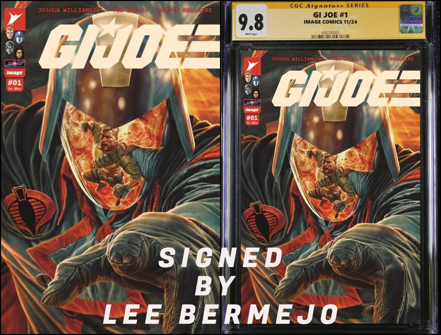 GI JOE #1 CGC SS/RAW LEE BERMEJO VARIANT SIGNED/REMARKED PRESALE MEGACON 2025 NM