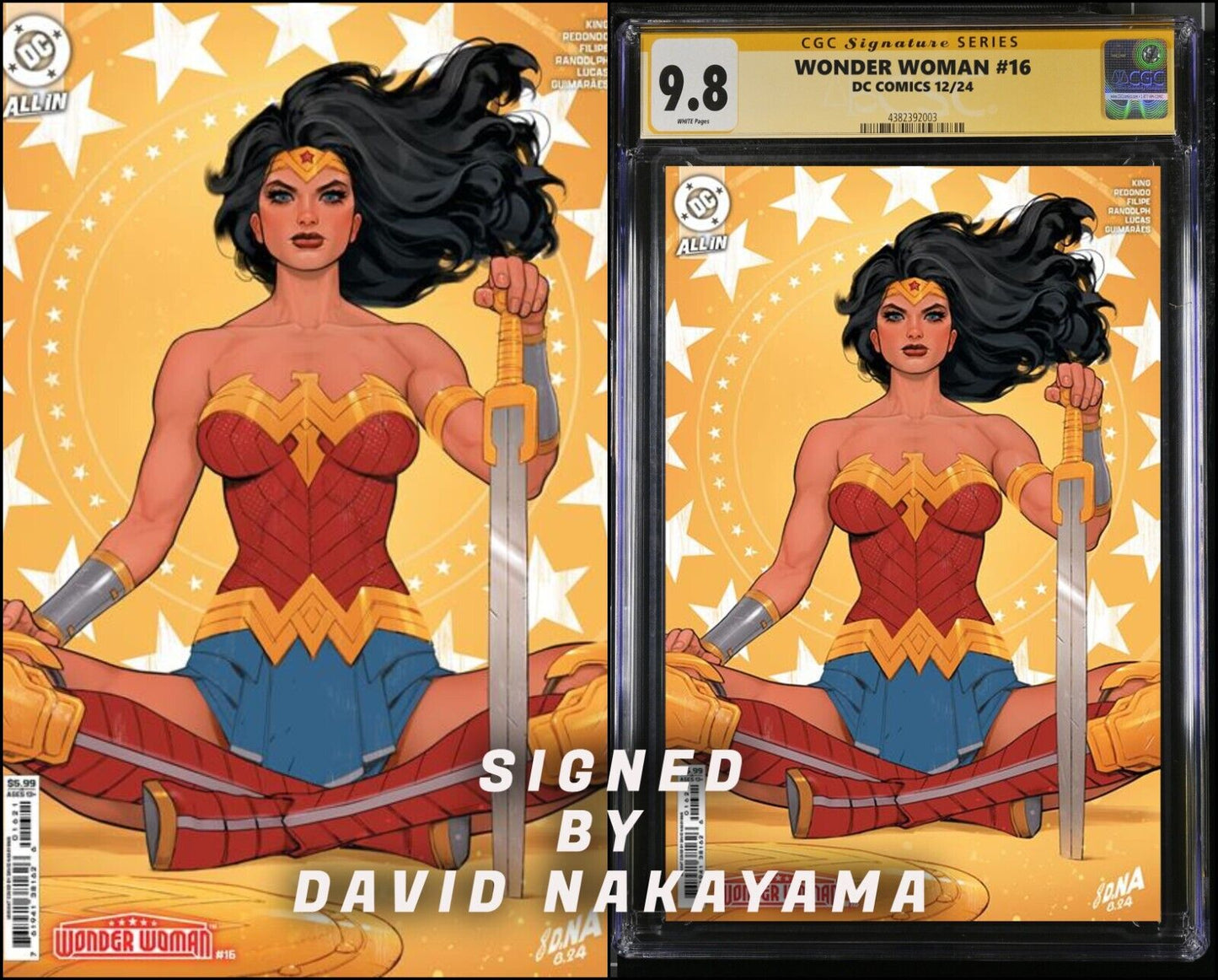 WONDER WOMAN #16 CGC SS/RAW DAVID NAKAYAMA VARIANT SIGNED PRESALE MEGACON 2025