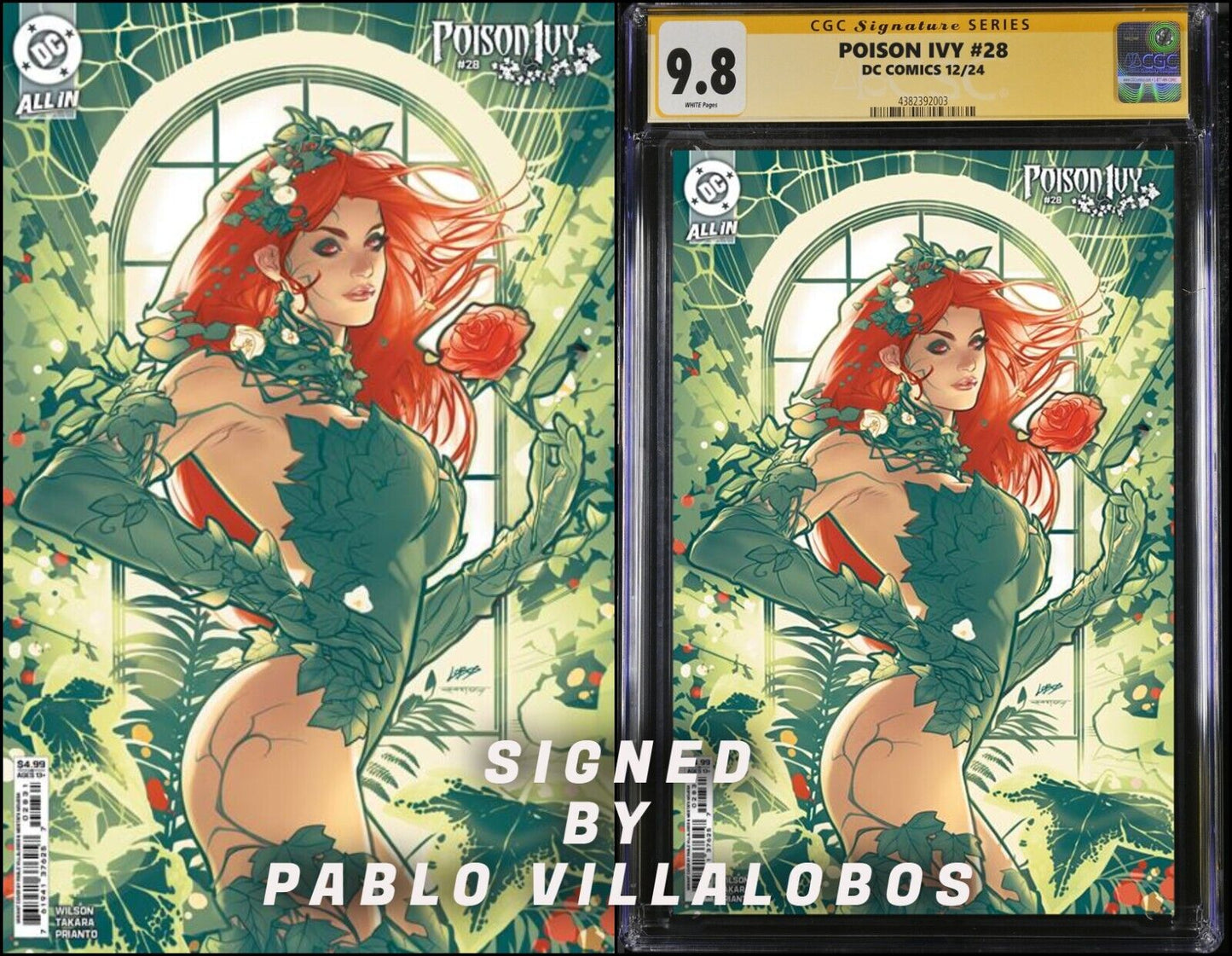 POISON IVY #28 CGC SS/RAW PABLO VILLALOBOS VARIANT SIGNED/REMARK PRESALE MEGACON