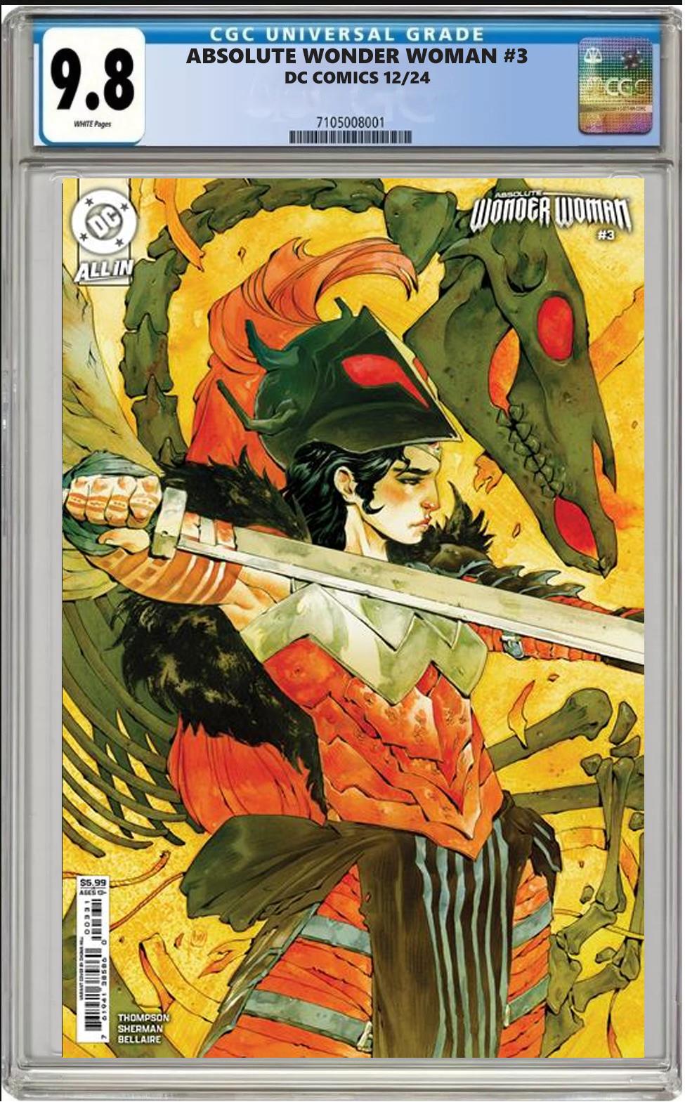 ABSOLUTE WONDER WOMAN #3 DC CVR C CHUMA HILL VARIANT CGC 9.8 NM PRESALE 12/26