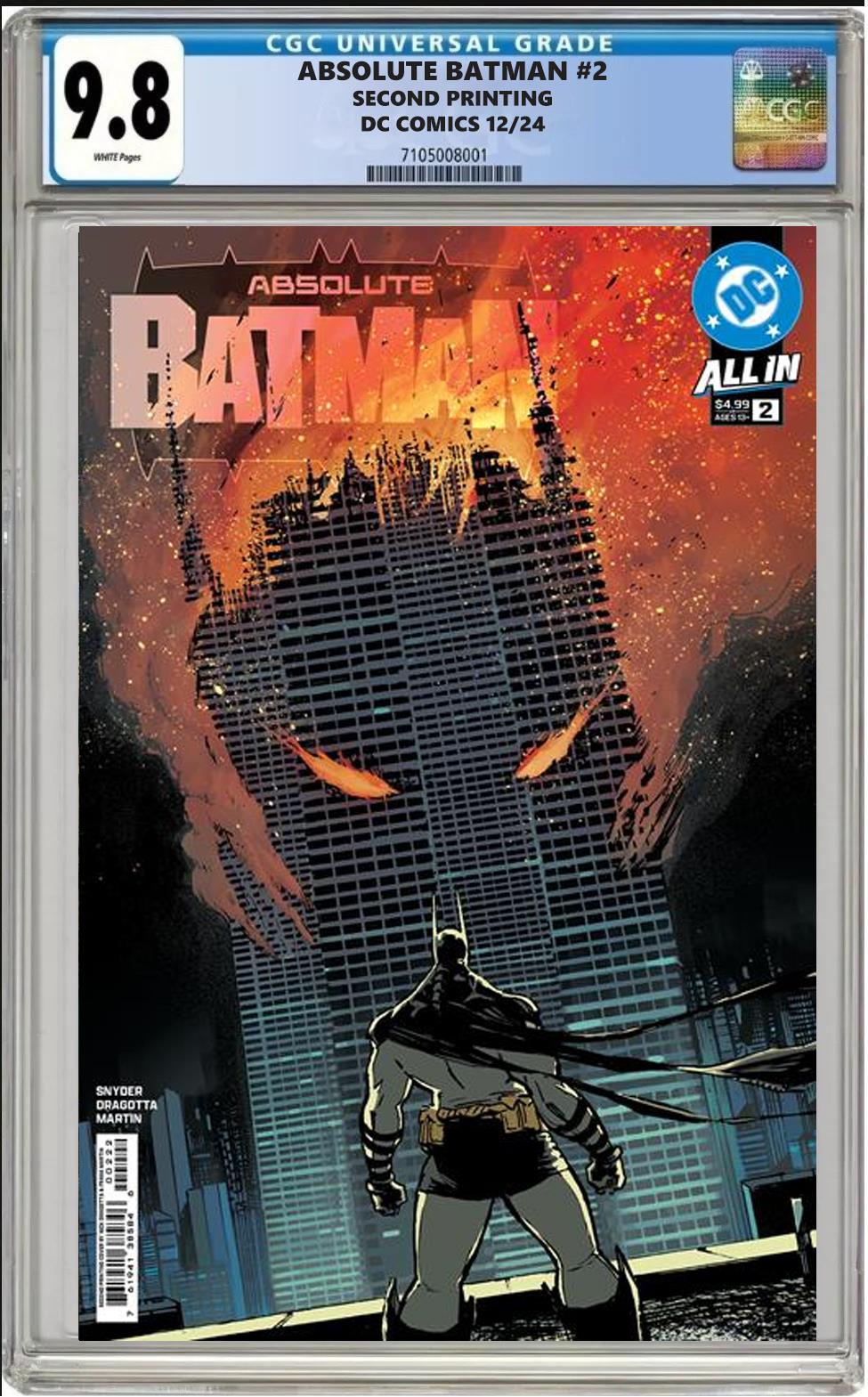 ABSOLUTE BATMAN #2 DC 2ND PRINT NICK DRAGOTTA MAIN CGC 9.8 NM PRESALE 12/26