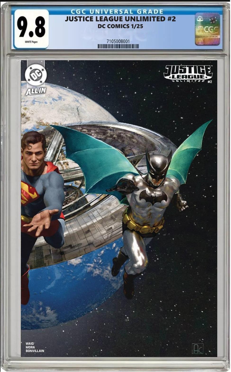 JUSTICE LEAGUE UNLIMITED #2 DC ARIEL COLON WRAP VARIANT CGC 9.8 NM PRESALE 12/26