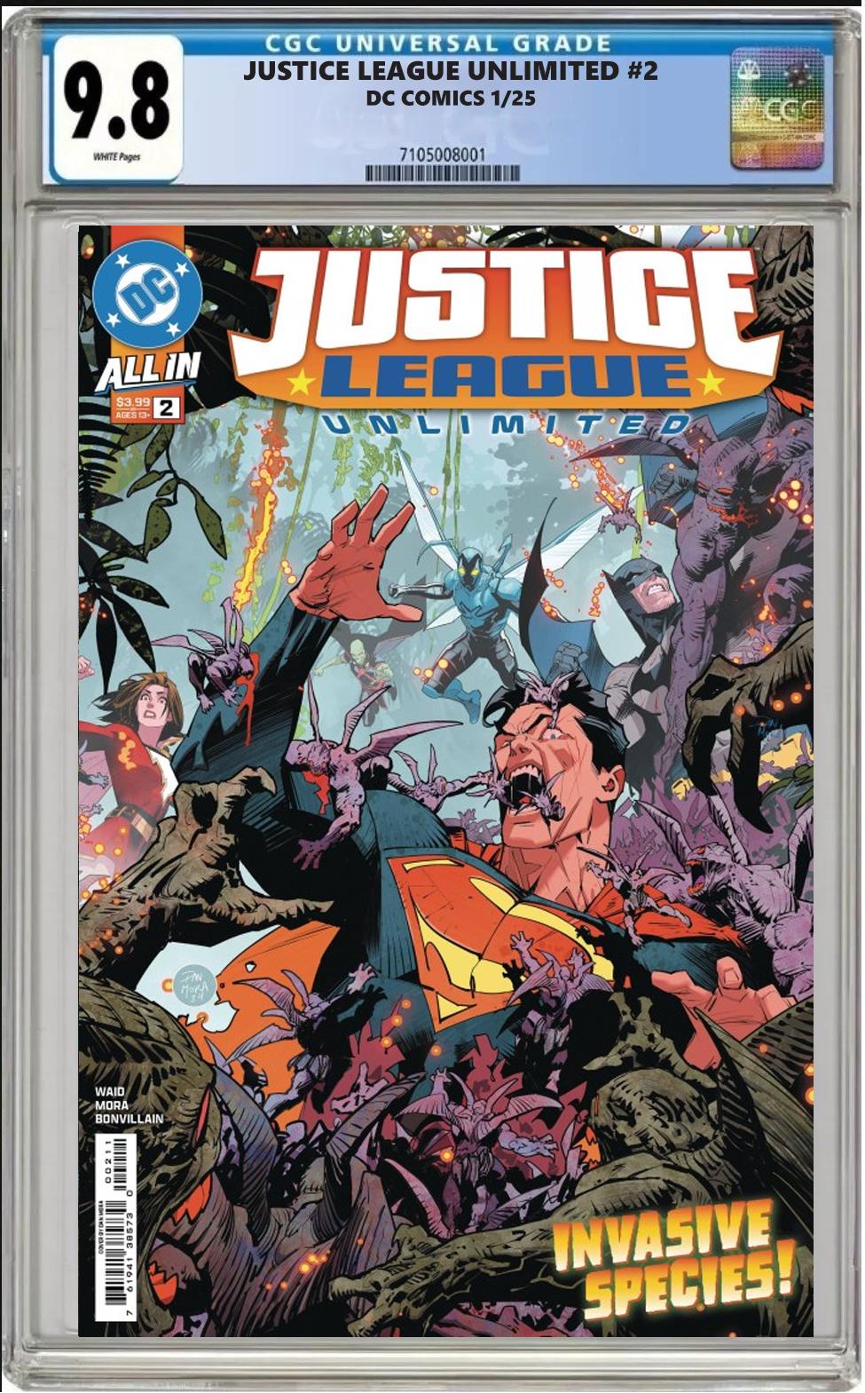 JUSTICE LEAGUE UNLIMITED #2 DC MAIN COVER DAN MORA CGC 9.8 NM PRESALE 12/26