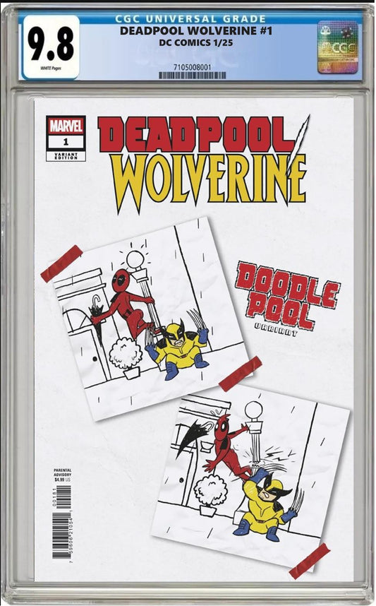 DEADPOOL WOLVERINE #1 MARVEL DOODLEPOOL VARIANT CGC 9.8 NM PRESALE 1/1/25