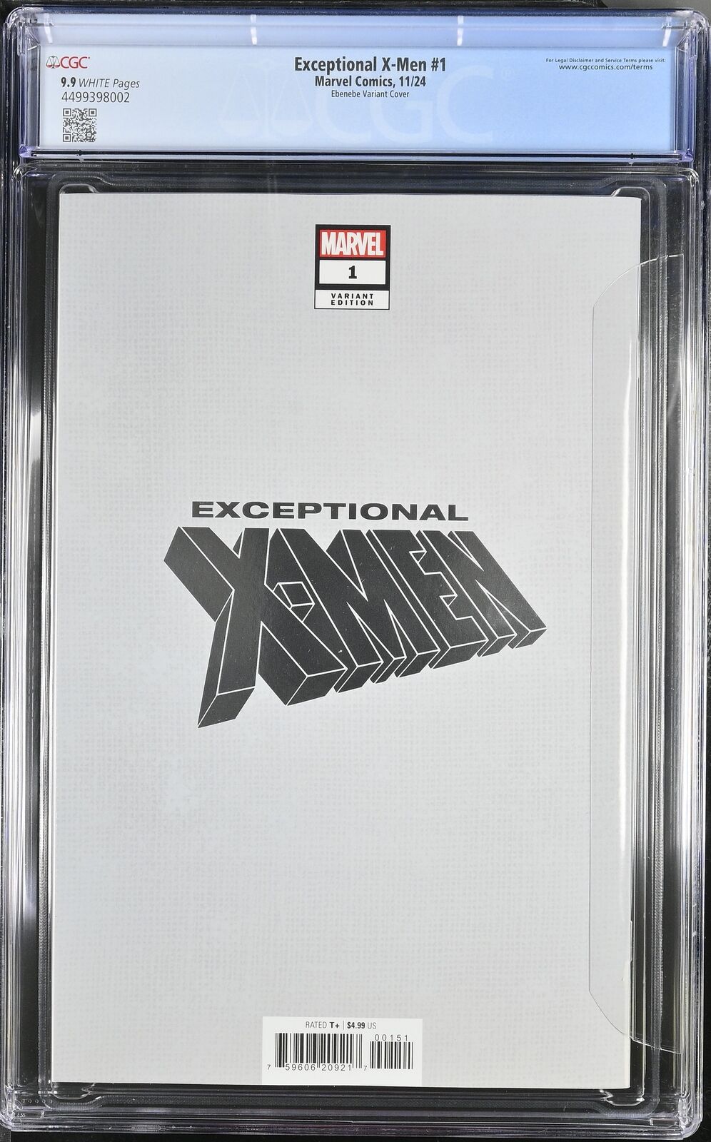 EXCEPTIONAL X-MEN #1 MARVEL 2024 EBENEBE EDGE FOIL VARIANT CGC 9.9 MINT NOT 9.8