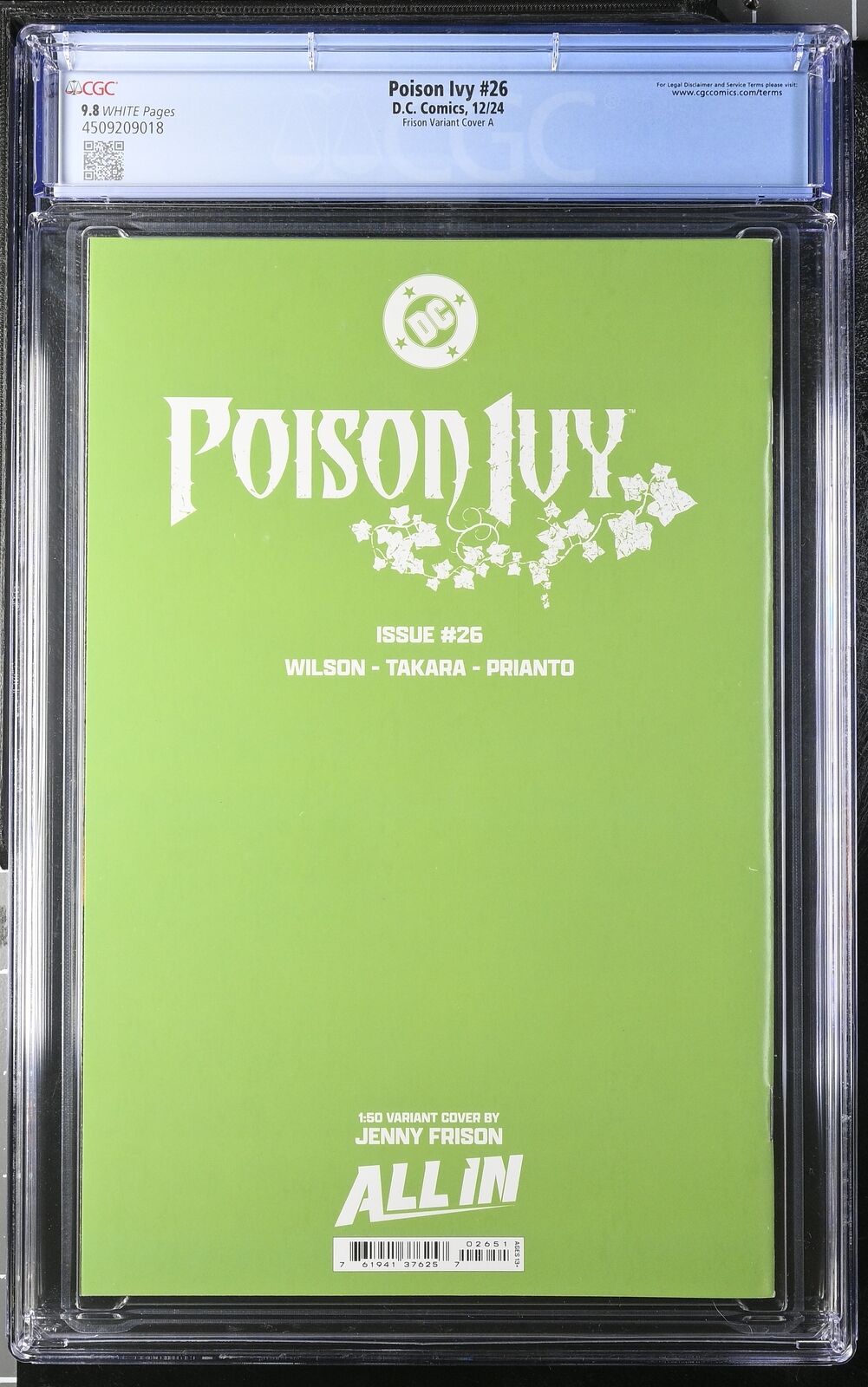 POISON IVY #26 DC COMICS 1:50 JENNY FRISON VIRGIN VARIANT 2024 CGC 9.8 NM