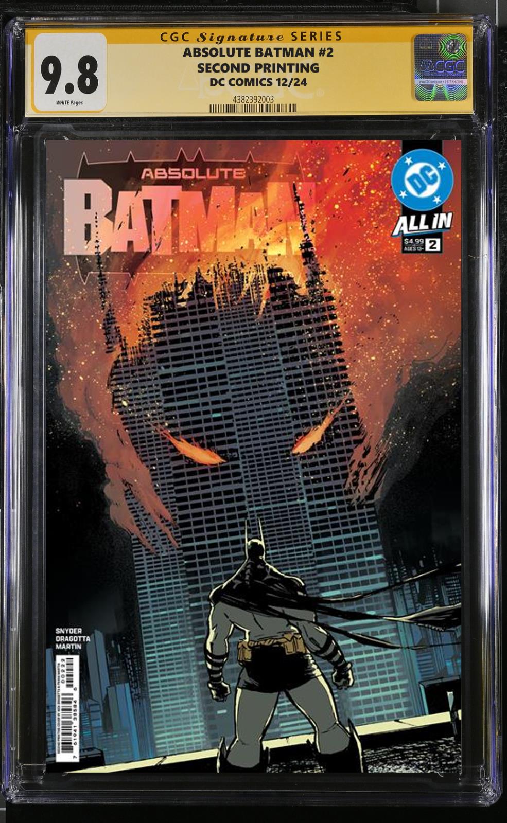 ABSOLUTE BATMAN 2 2ND PRINT CGC/RAW CVR PICK SCOTT SNYDER SIGNED PRESALE MEGACON