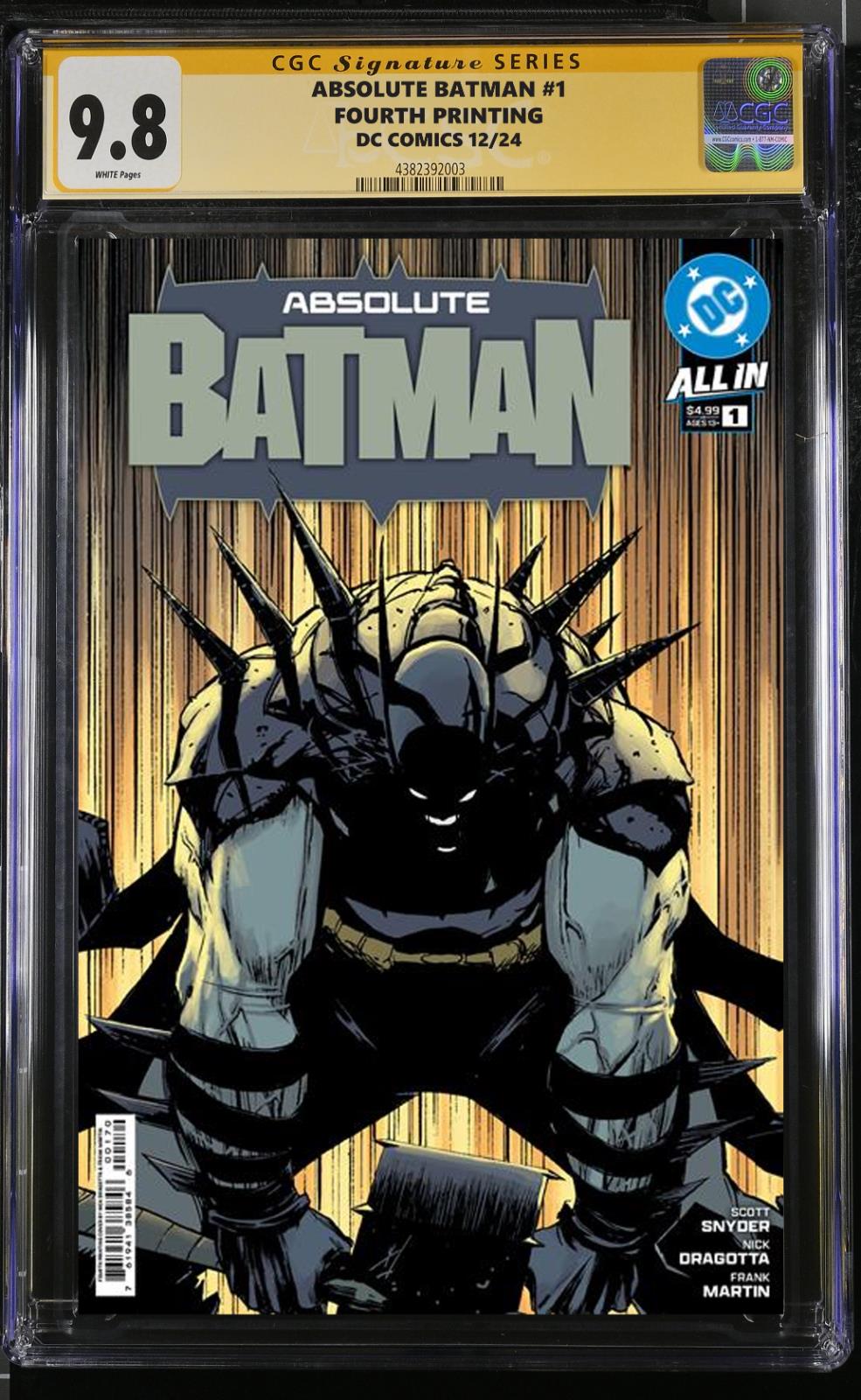 ABSOLUTE BATMAN 1 4TH PRINT CGC/RAW CVR PICK SCOTT SNYDER SIGNED PRESALE MEGACON