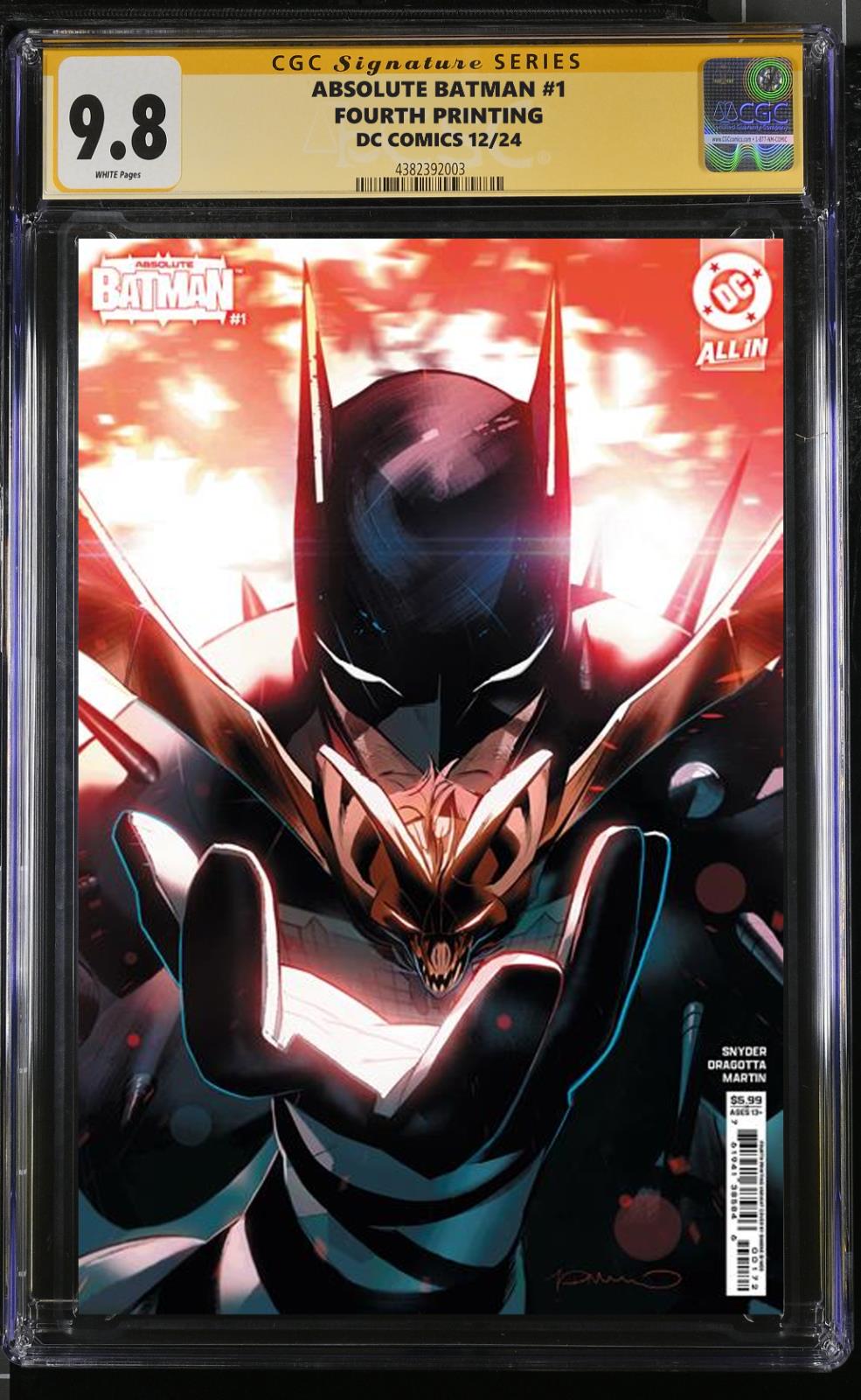 ABSOLUTE BATMAN 1 4TH PRINT CGC/RAW CVR PICK SCOTT SNYDER SIGNED PRESALE MEGACON