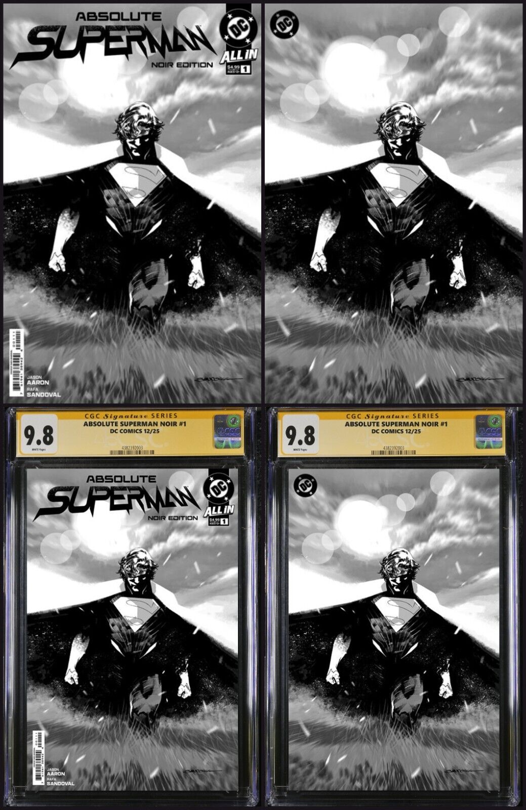 ABSOLUTE SUPERMAN NOIR #1 CGC/RAW RAFA SANDOVAL SIGNED/REMARKED PRESALE MEGACON