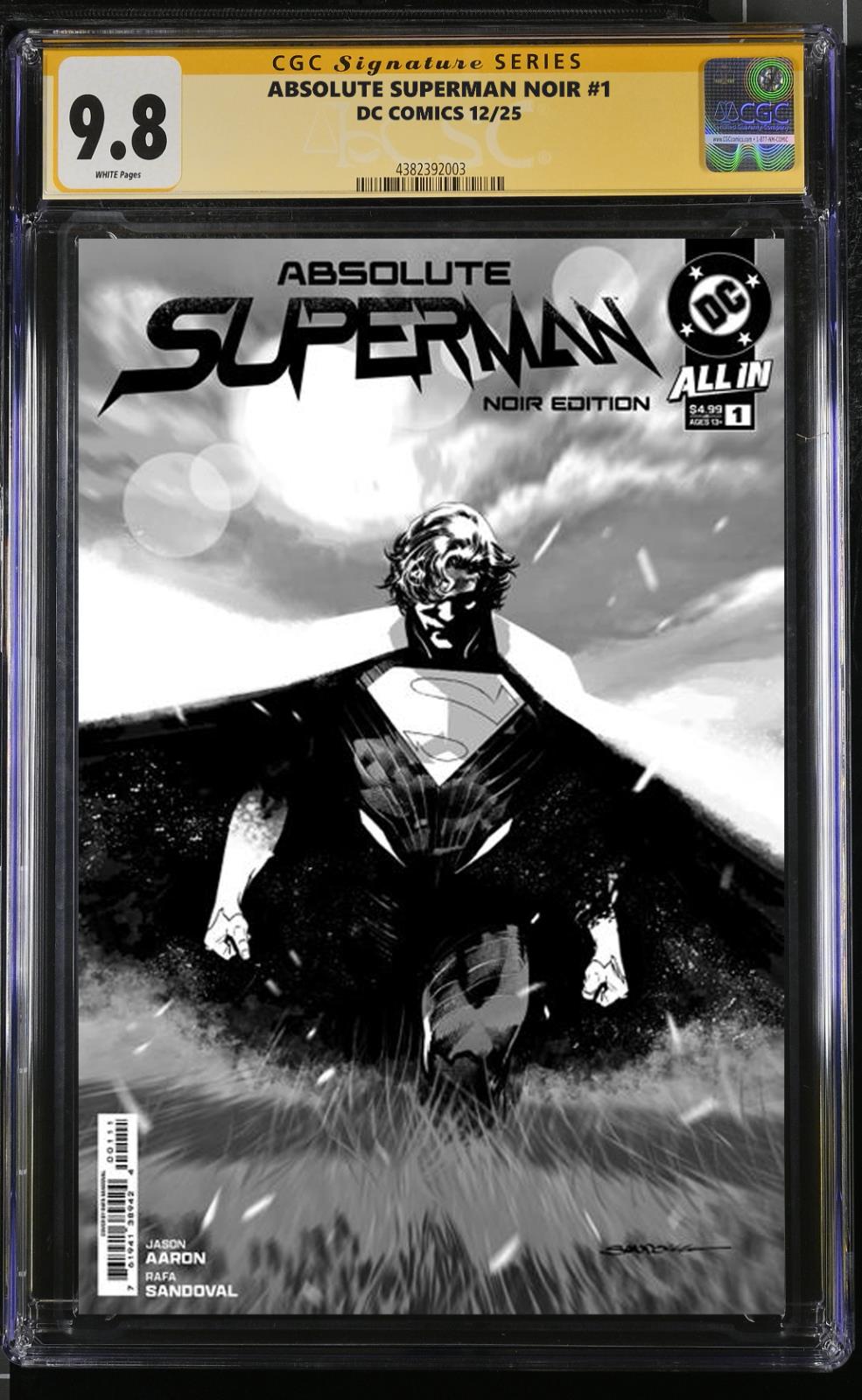 ABSOLUTE SUPERMAN NOIR #1 CGC/RAW RAFA SANDOVAL SIGNED/REMARKED PRESALE MEGACON