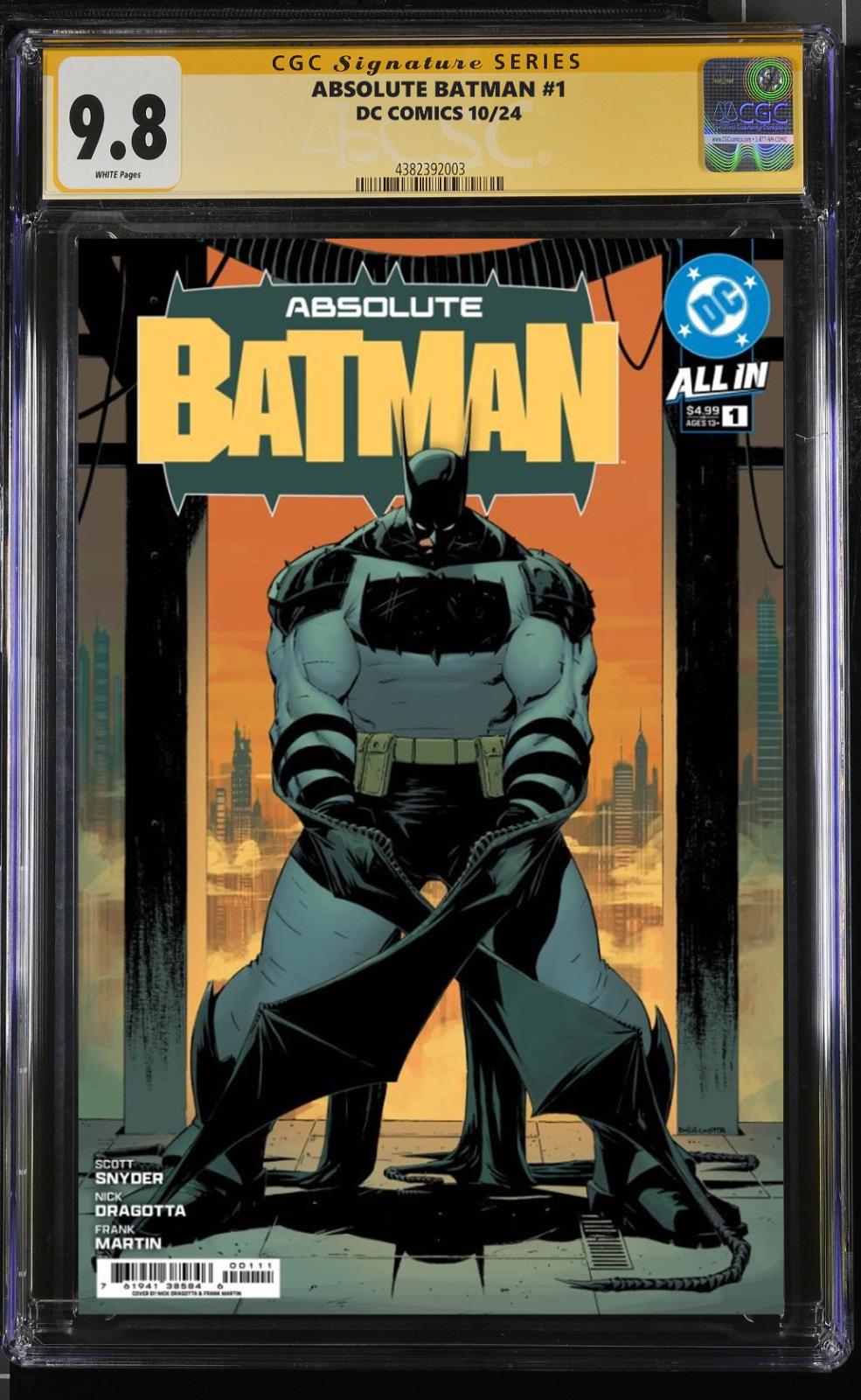 ABSOLUTE BATMAN #1 1ST PRINT DC CGC SS 9.8 OR RAW SCOTT SNYDER SIGNED PRESALE NM