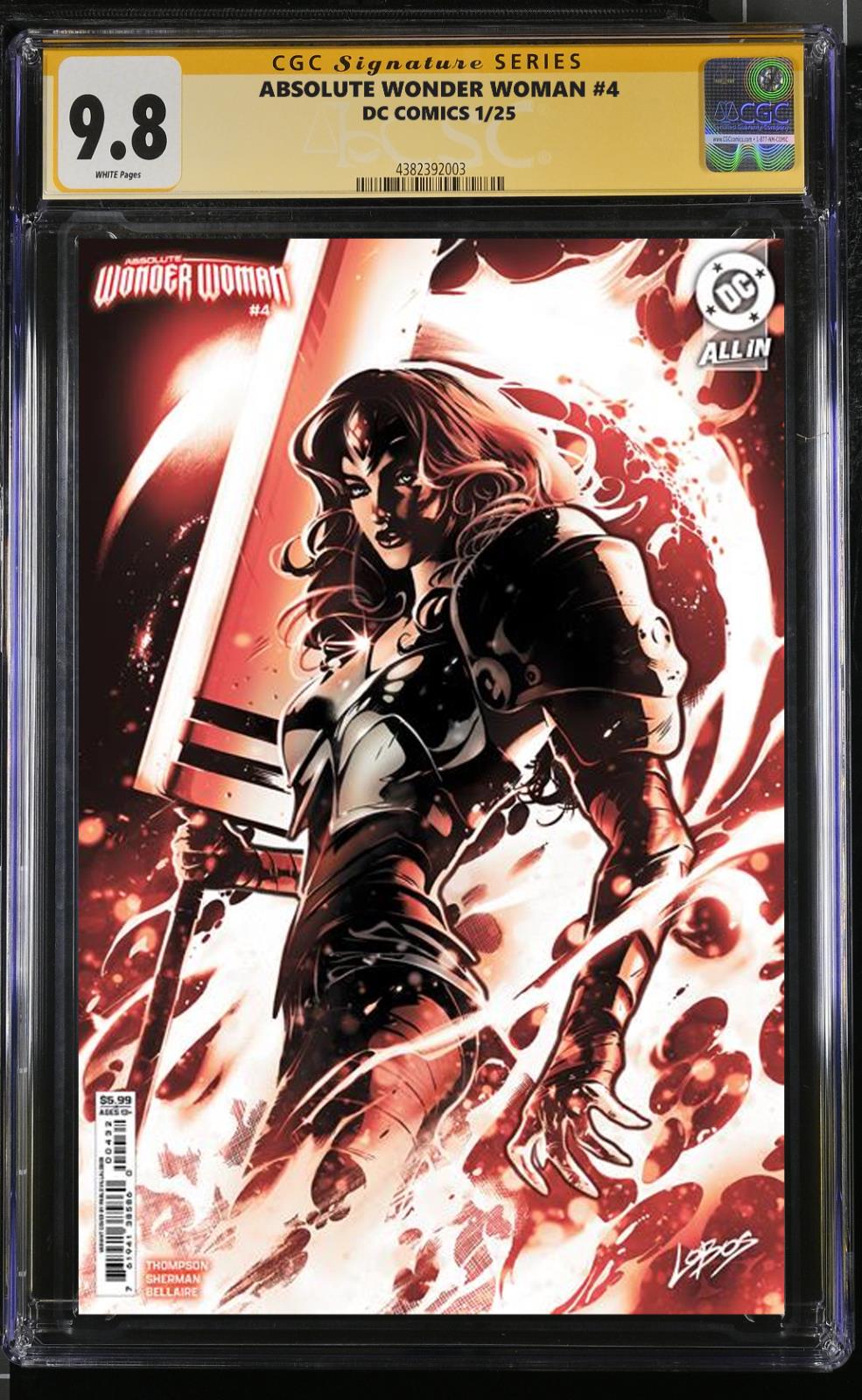 ABSOLUTE WONDER WOMAN #4 CGC SS/RAW PABLO VILLALOBOS VAR SIGNED PRESALE MEGACON