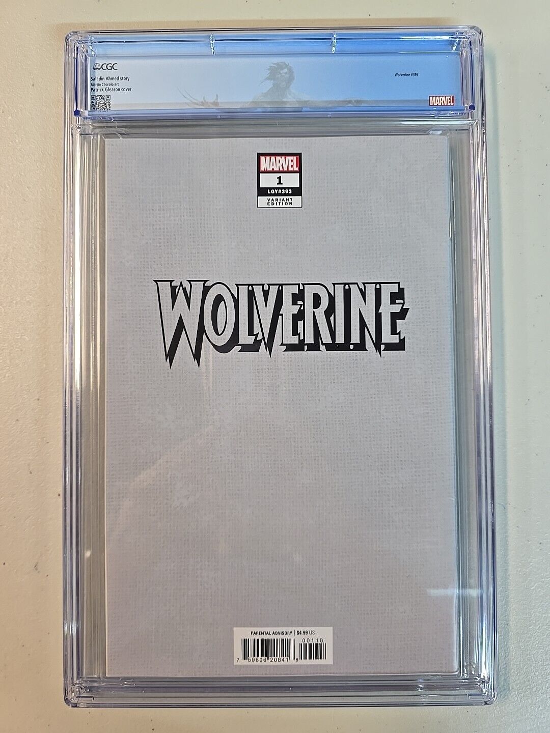 WOLVERINE #1 MARVEL 1:100 GLEASON RATIO ADAMANTIUM HEAD VIRGIN VARIANT CGC 9.8