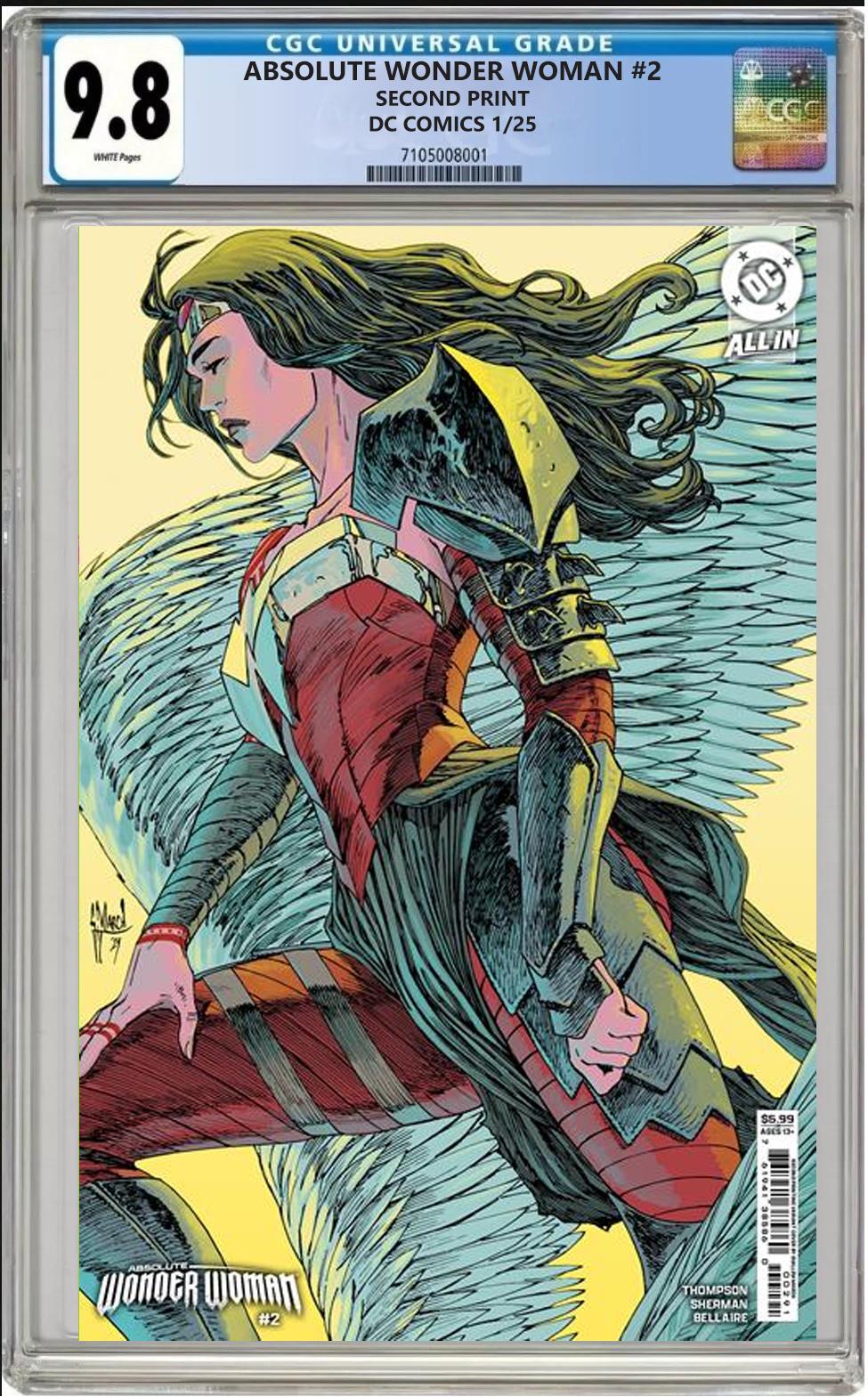 ABSOLUTE WONDER WOMAN #2 2ND PRINT DC GUILLEM MARCH CVR B CGC 9.8 PRESALE 1/22