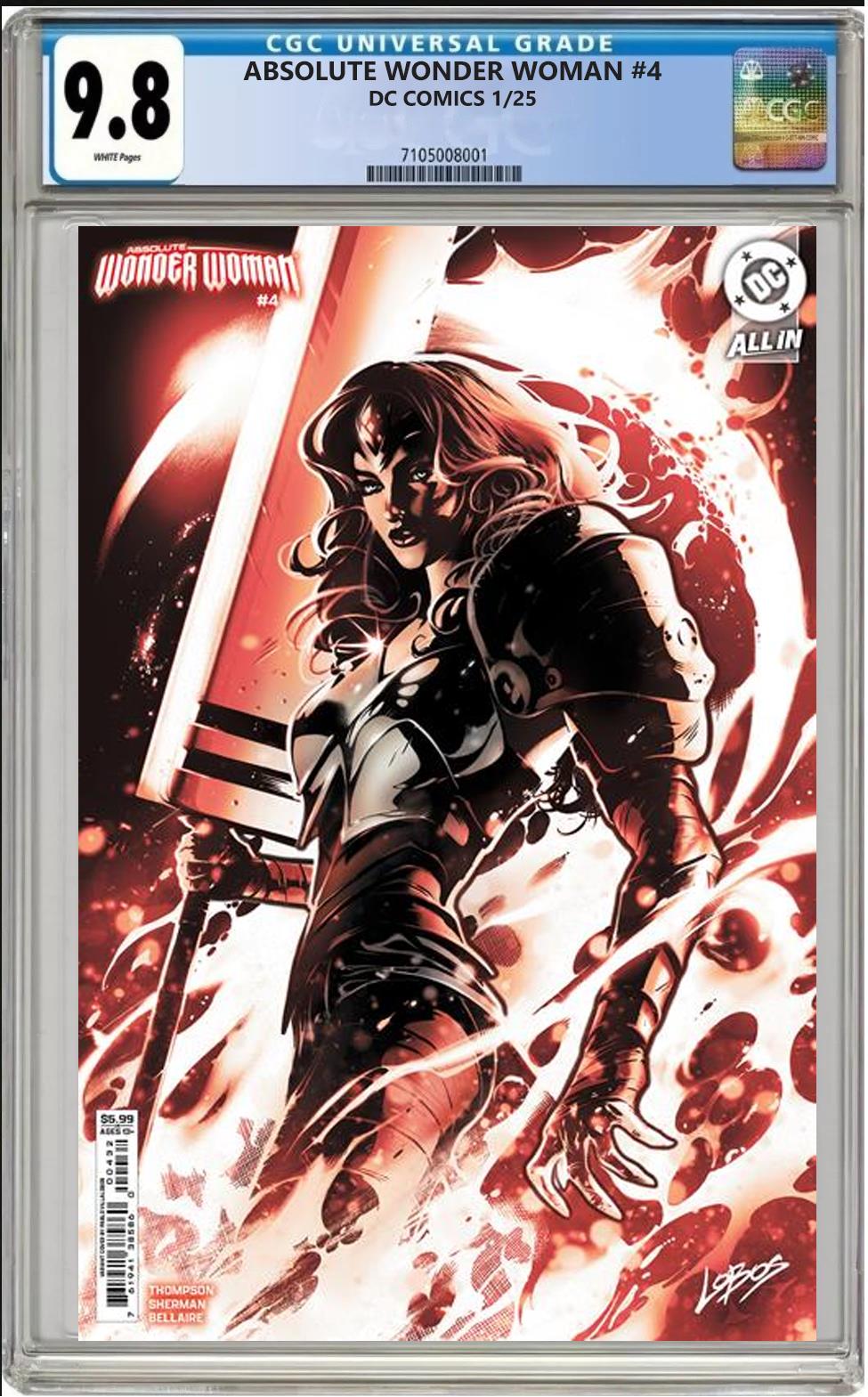 ABSOLUTE WONDER WOMAN #4 DC PABLO VILLALOBOS VARIANT CGC 9.8 NM PRESALE 1/22