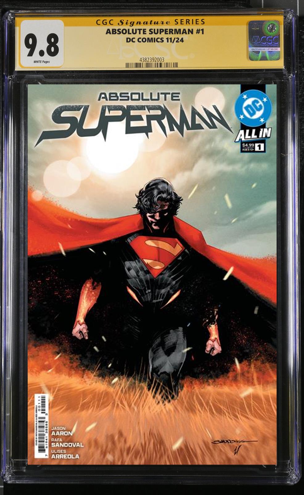 ABSOLUTE SUPERMAN #1 DC CGC/RAW RAFA SANDOVAL SIGNED/REMARKED PRESALE MEGACON