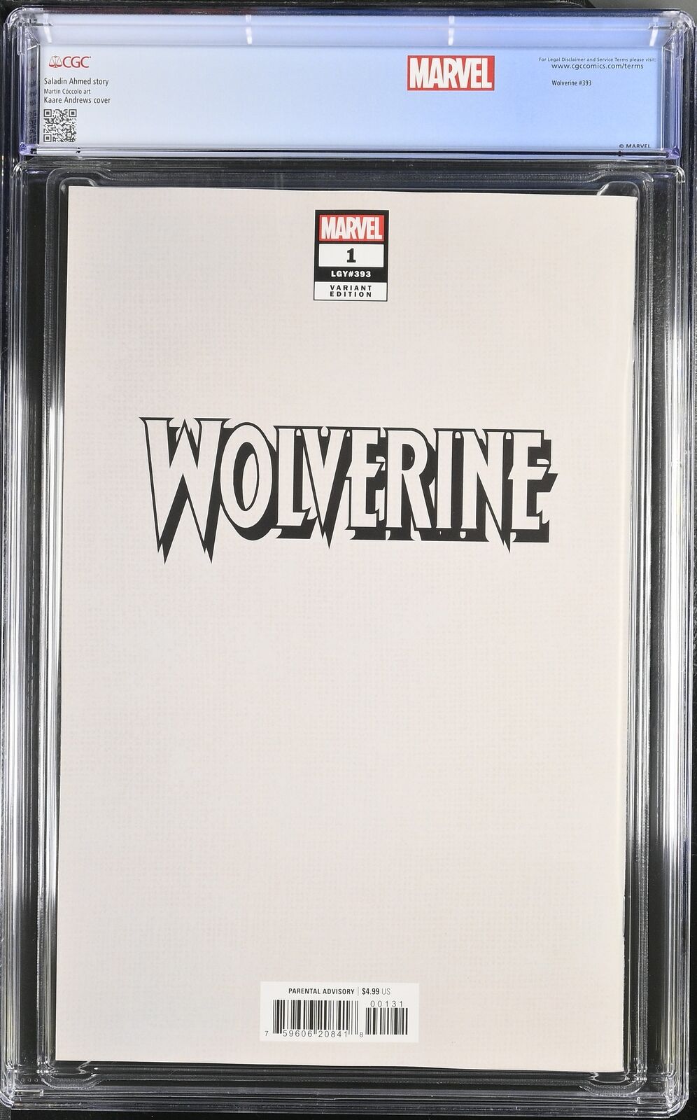 WOLVERINE #1 MARVEL 2024 KAARE ANDREWS VARIANT CGC 9.8 NM W/ CUSTOM LABEL