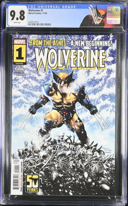 WOLVERINE #1 MARVEL 2024 MAIN COCCOLO CGC 9.8 NM WITH 50TH ANNIV. CUSTOM LABEL