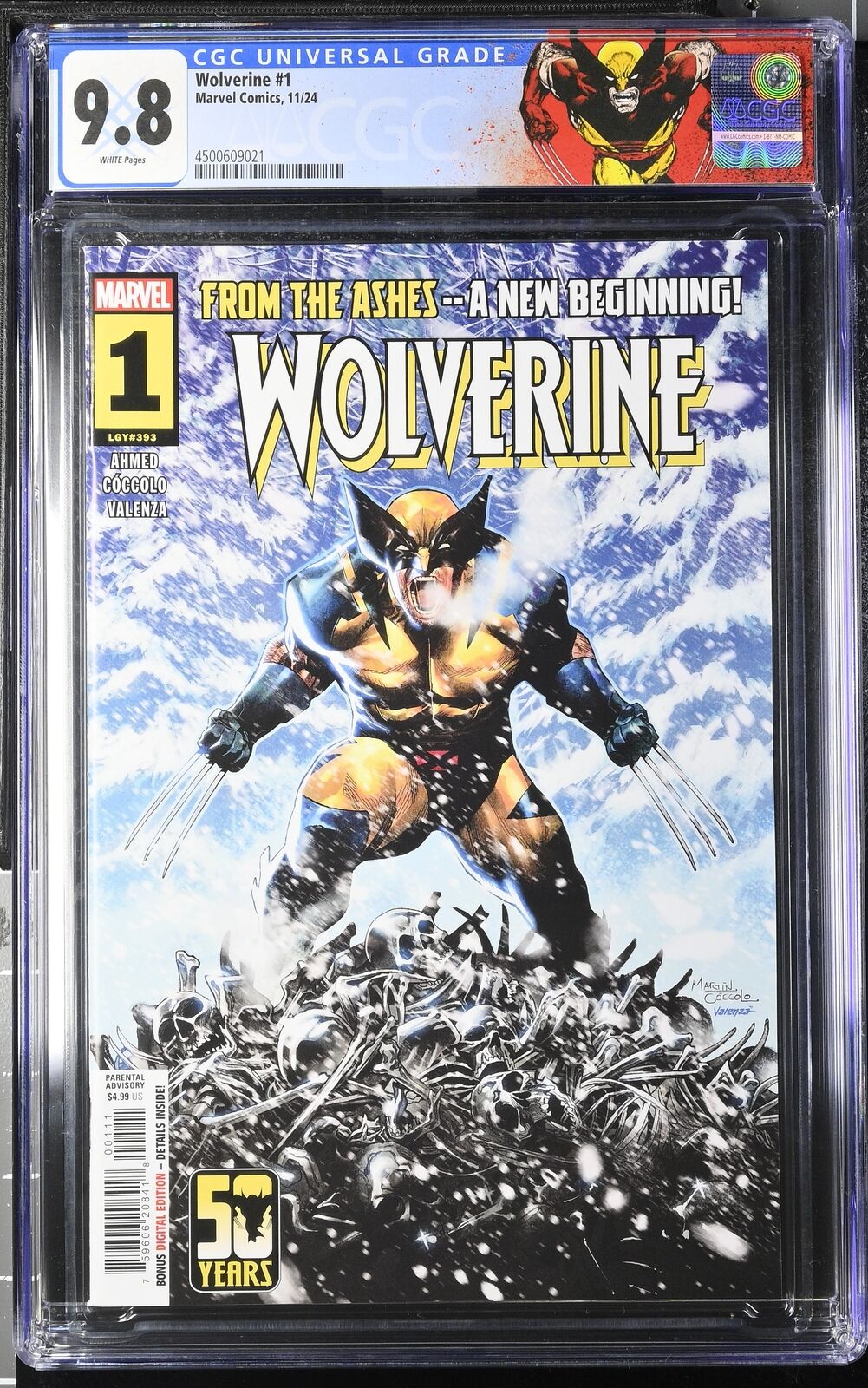 WOLVERINE #1 MARVEL 2024 MAIN COCCOLO CGC 9.8 NM WITH CUSTOM LABEL