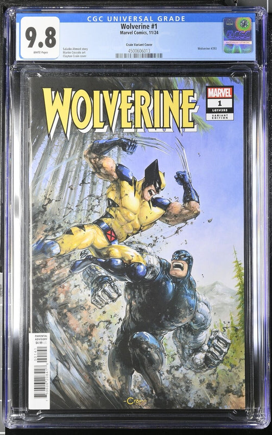 WOLVERINE #1 MARVEL 2024 CLAYTON CRAIN VARIANT CGC 9.8 NM