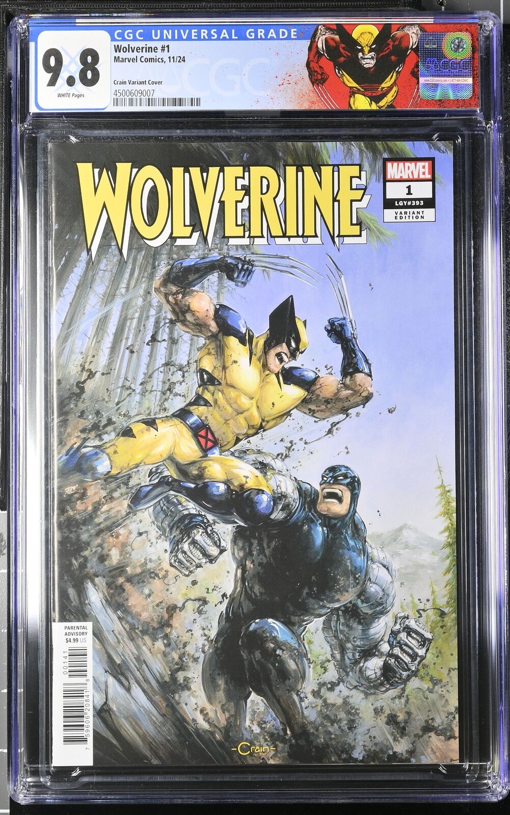 WOLVERINE #1 MARVEL 2024 CLAYTON CRAIN VARIANT CGC 9.8 NM WITH CUSTOM LABEL