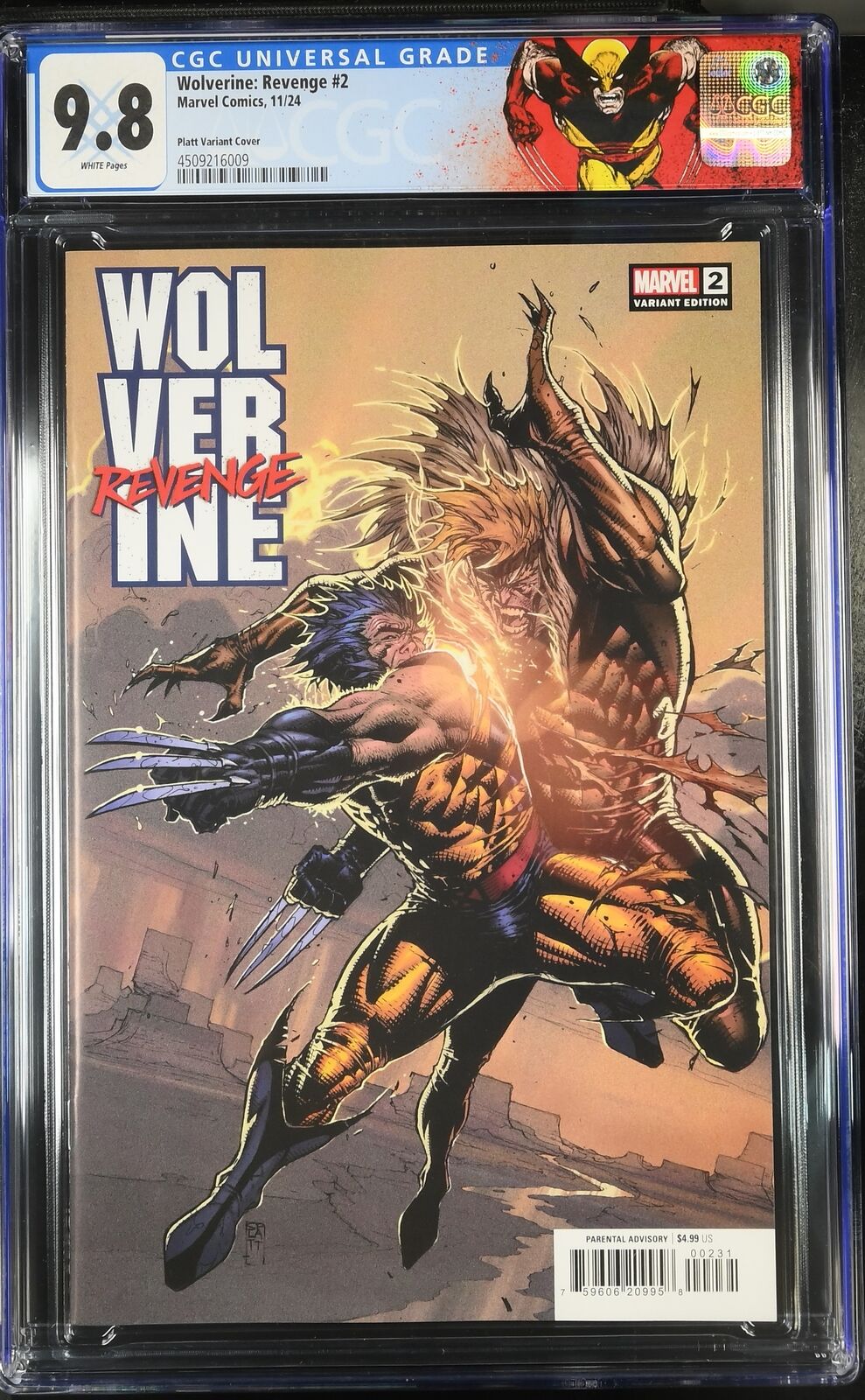 WOLVERINE REVENGE 2 MARVEL 2024 STEPHEN PLATT VARIANT CGC 9.8 NM W/ CUSTOM LABEL