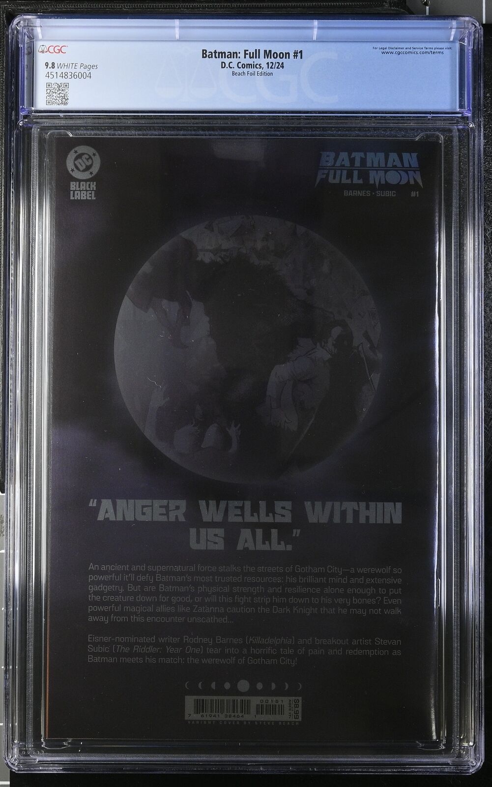 BATMAN FULL MOON #1 DC CVR D STEVE BEACH FOIL VARIANT CGC 9.8 NM