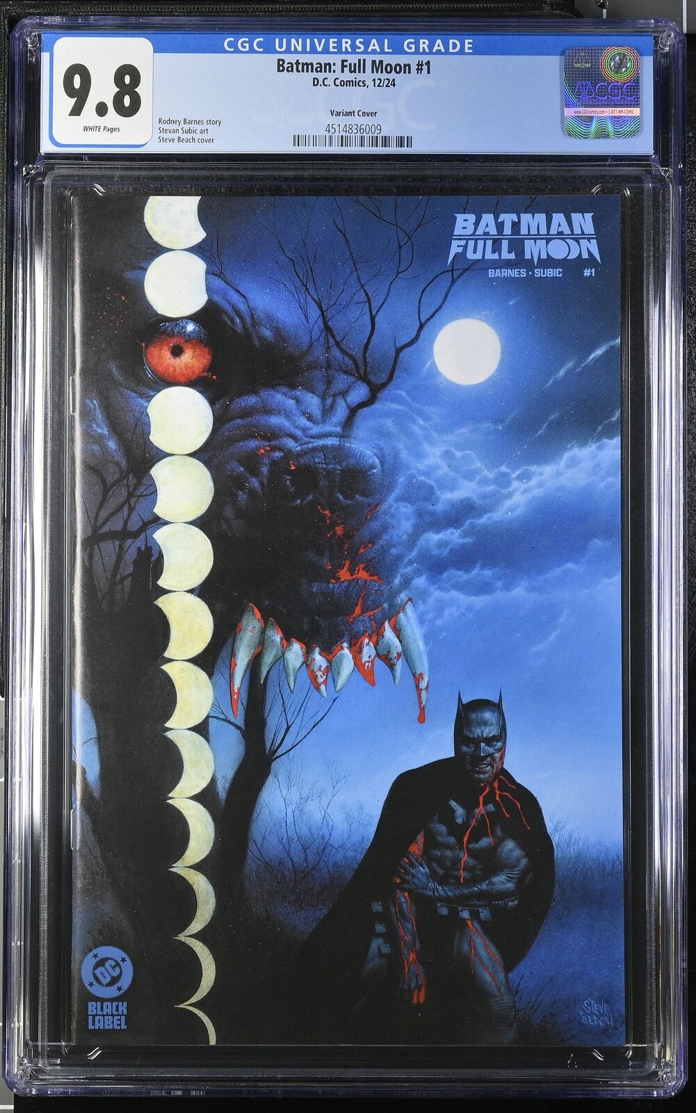 BATMAN FULL MOON #1 DC STEVE BEACH VARIANT CGC 9.8 NM SHIPS NOW!