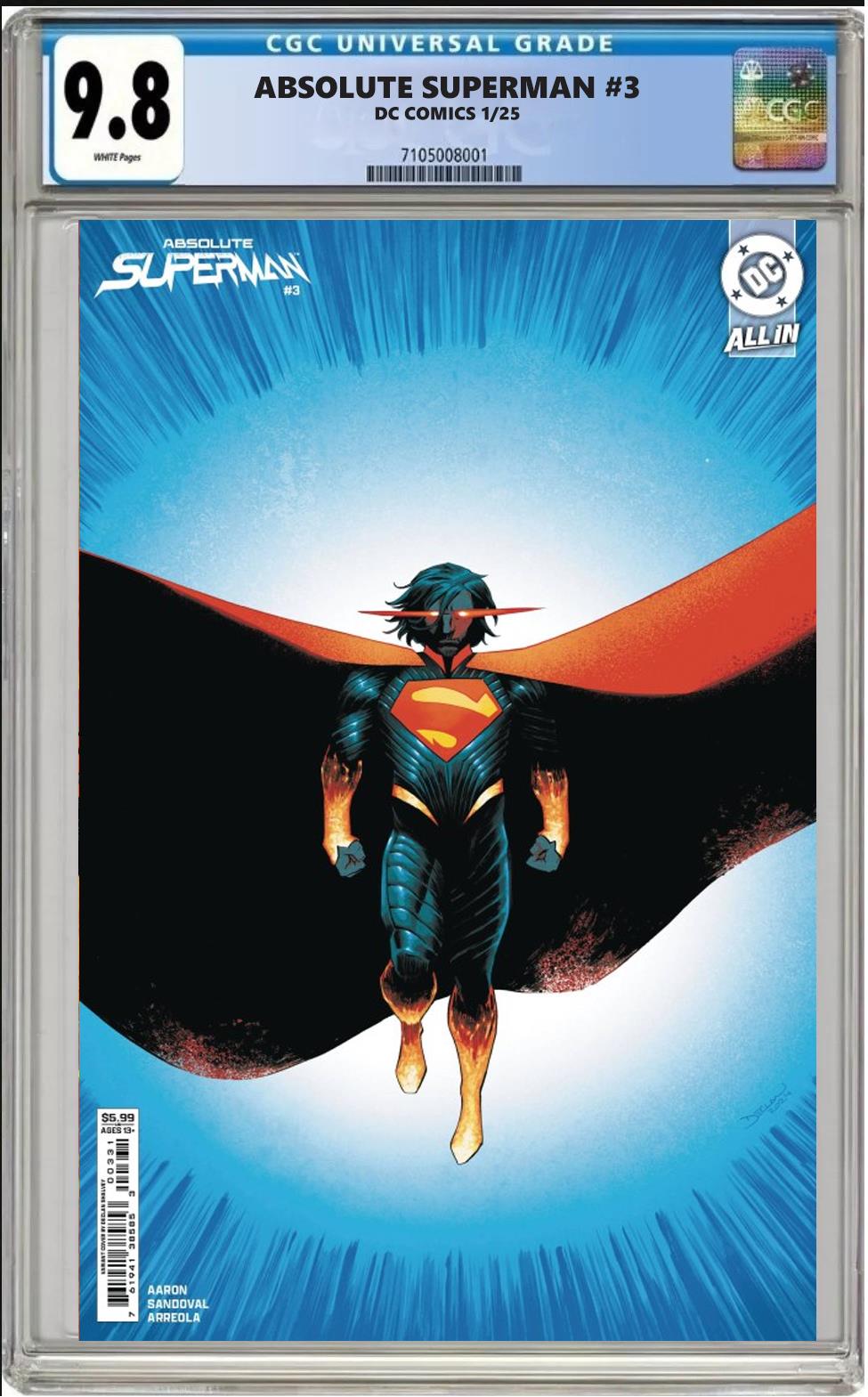 ABSOLUTE SUPERMAN #3 DC CVR B DECLAN SHALVEY VARIANT CGC 9.8 NM PRESALE 1/1