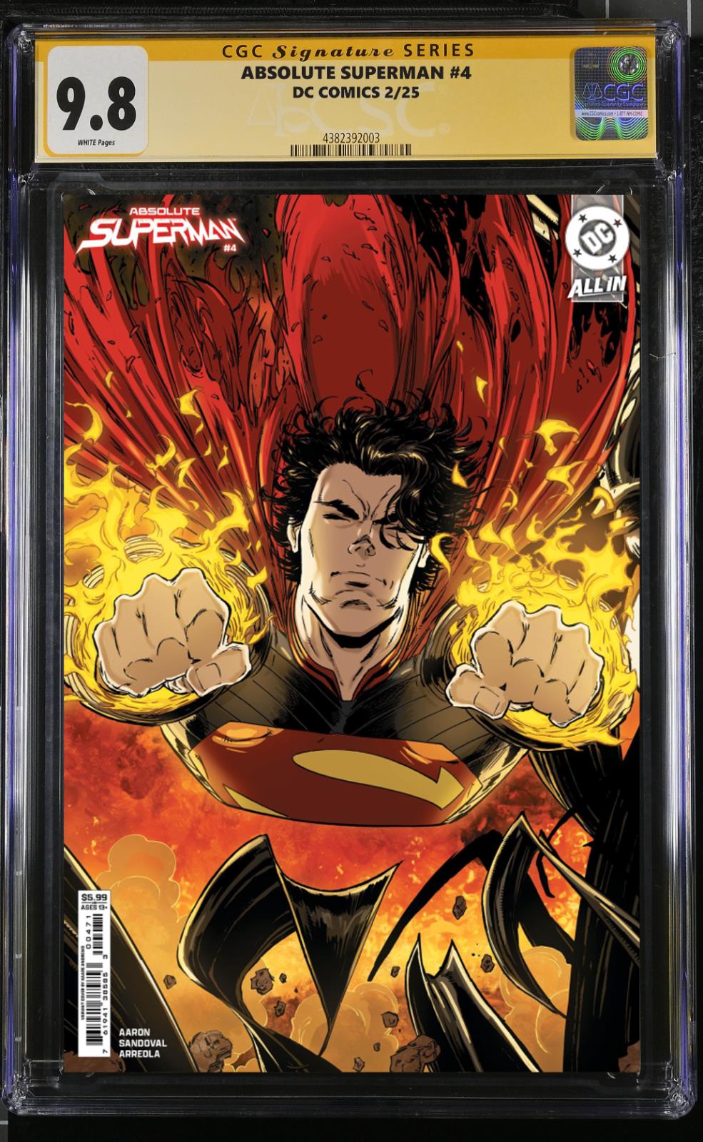 ABSOLUTE SUPERMAN #4 CGC SS/RAW KAARE ANDREWS SIGNED/REMARK PRESALE MEGACON 2025