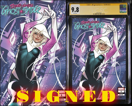 SPIDER-GWEN: GHOST-SPIDER #1 CGC/RAW VILLALOBOS SIGNED/REMARKED PRESALE MEGACON