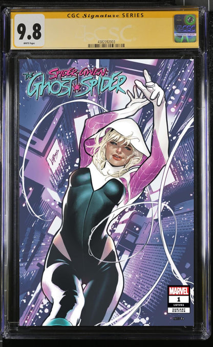 SPIDER-GWEN: GHOST-SPIDER #1 CGC/RAW VILLALOBOS SIGNED/REMARKED PRESALE MEGACON