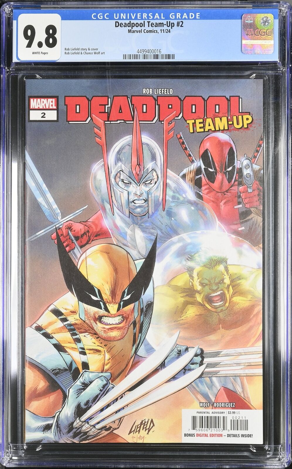 DEADPOOL TEAM-UP #2 MARVEL COMICS  2024 LIEFELD MAIN COVER CGC 9.8 NM/MT