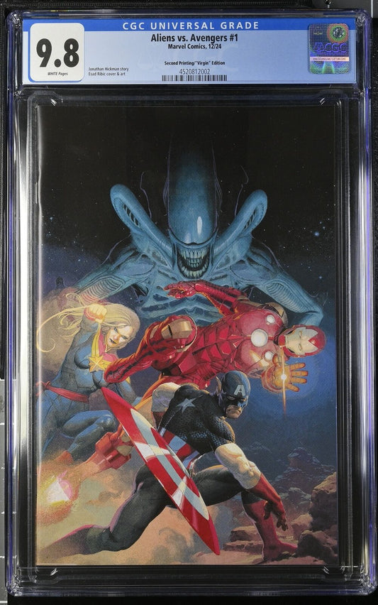 ALIENS VS AVENGERS #1 MARVEL 1:25 RIBIC 2ND PRINT VIRGIN VARIANT CGC 9.8 NM/MT