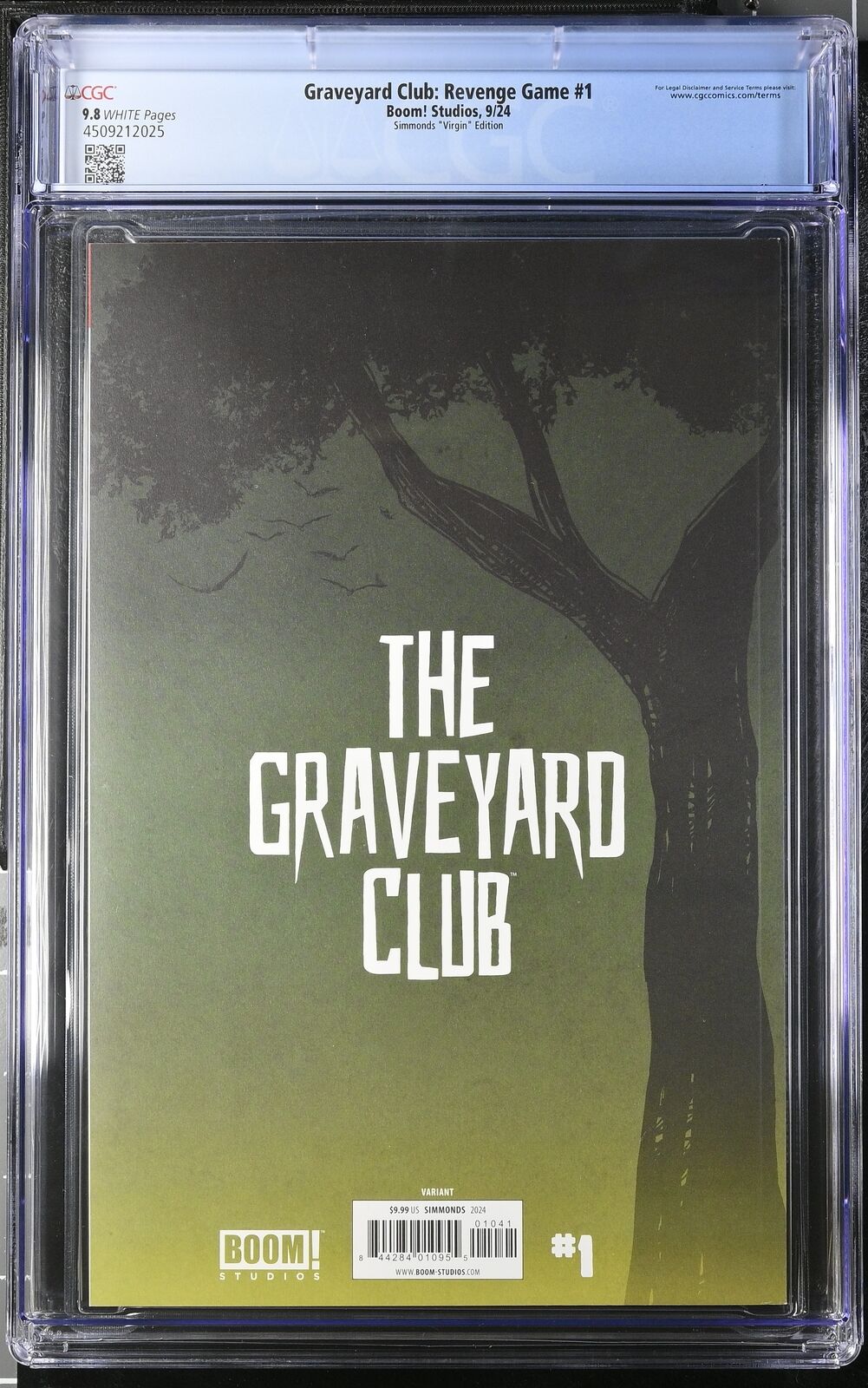 GRAVEYARD CLUB: REVENGE GAME #1 BOOM SIMMONDS 1:10 VIRGIN VARIANT 2024 CGC 9.8