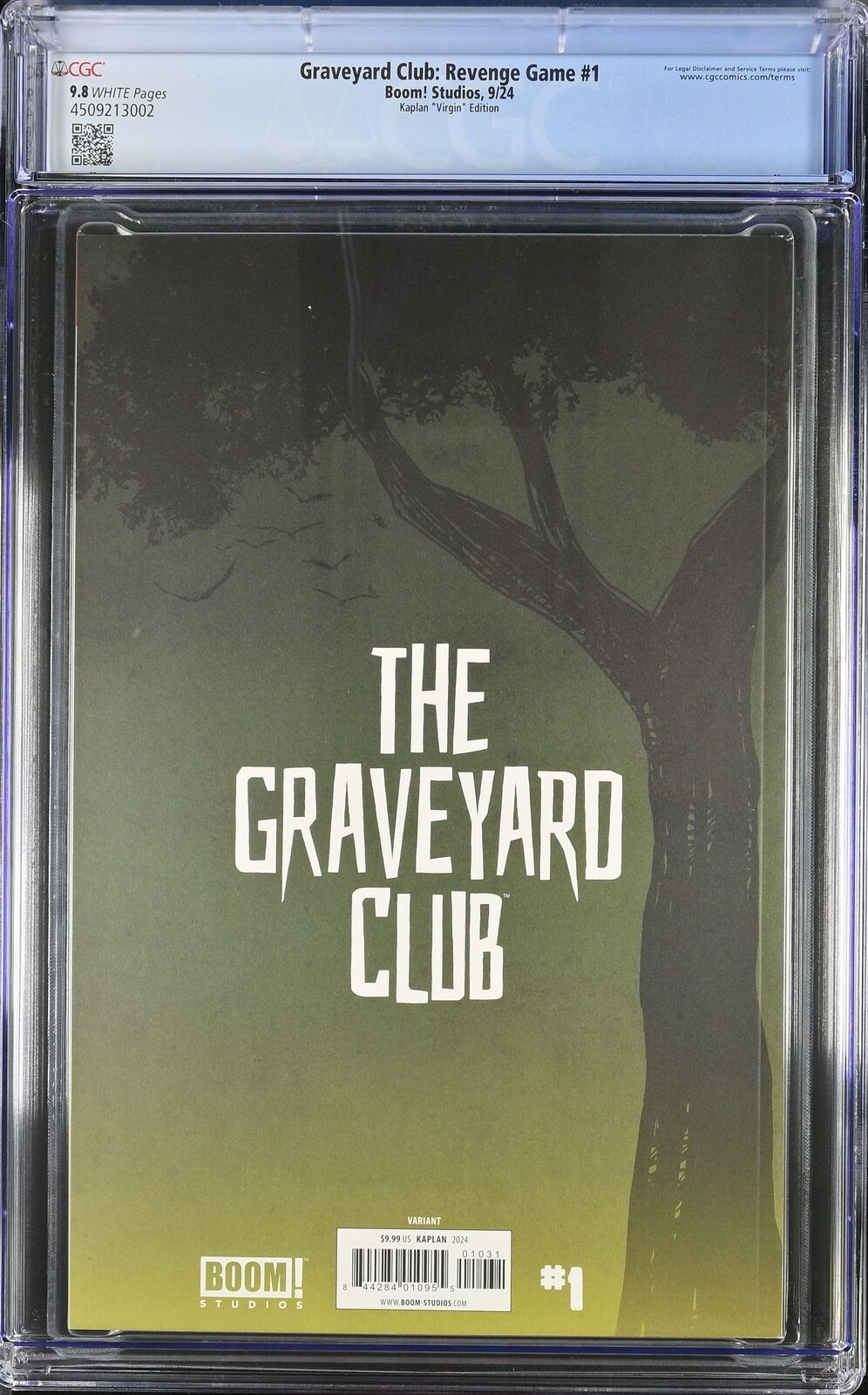 GRAVEYARD CLUB: REVENGE GAME #1 BOOM! 1:5 KAPLAN VIRGIN VARIANT 2024 CGC 9.8