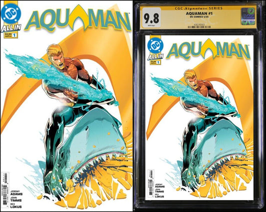 AQUAMAN #1 CGC SS/RAW JOHN TIMMS MAIN COVER SIGNED/REMARKED PRESALE MEGACON 2025