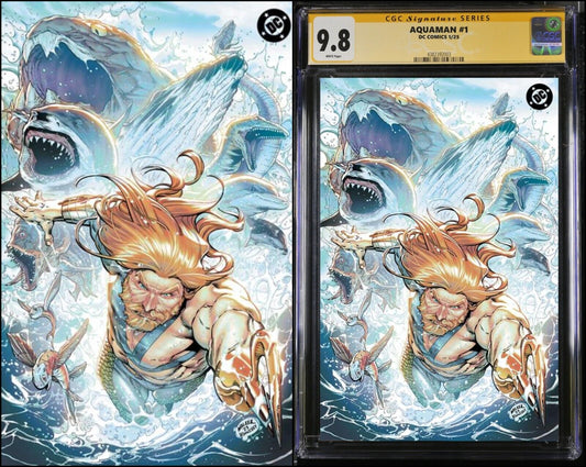 AQUAMAN #1 CGC SS/RAW JOHN TIMMS VARIANT SIGNED PRESALE MEGACON 2025