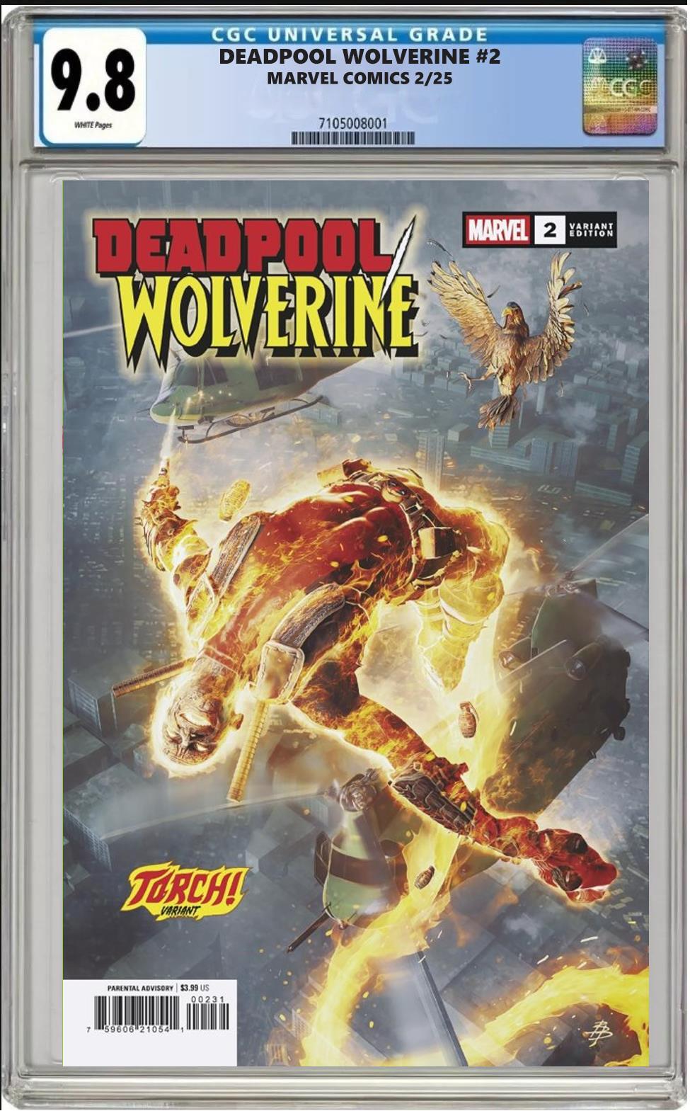 DEADPOOL WOLVERINE #2 MARVEL BJORN BARENDS TORCH VARIANT CGC 9.8 NM PRESALE 2/12