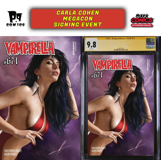 VAMPIRELLA #671 DYNAMITE CGC SS/RAW CARLA COHEN SIGNED/REMARKED PRESALE MEGACON