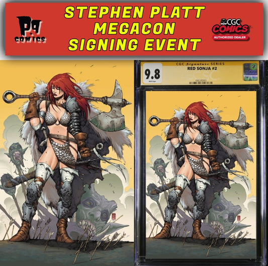 RED SONJA #2 (METAL) COVER CGC/RAW STEPHEN PLATT SIGNED/REMARKED PRESALE MEGACON