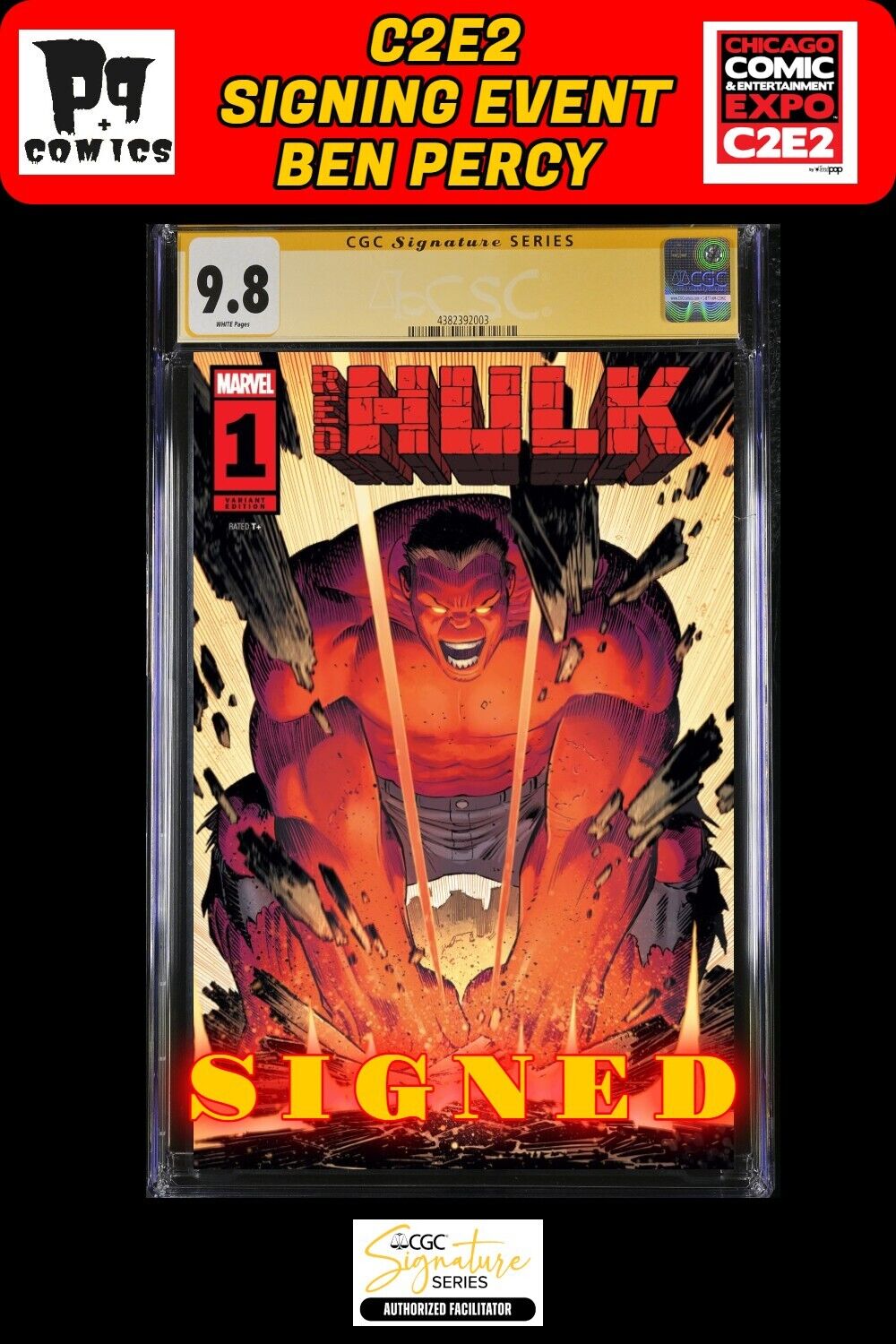 RED HULK #1 JOHN ROMITA JR VARIANT CGC SS C2E2 BEN PERCY SIGNED PRESALE