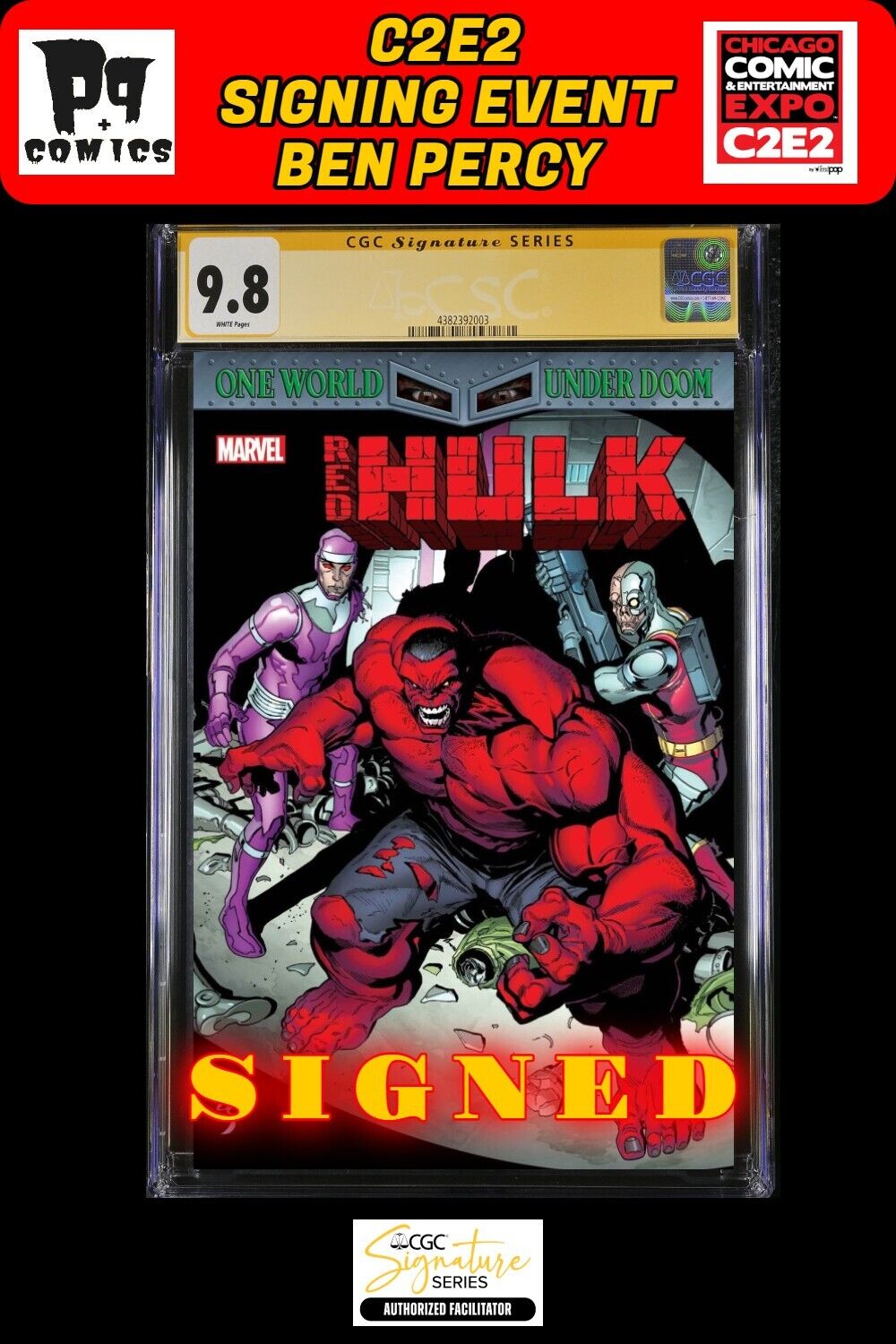 RED HULK #2 GEOFF SHAW MAIN COVER CGC SS C2E2 BEN PERCY SIGNED PRESALE